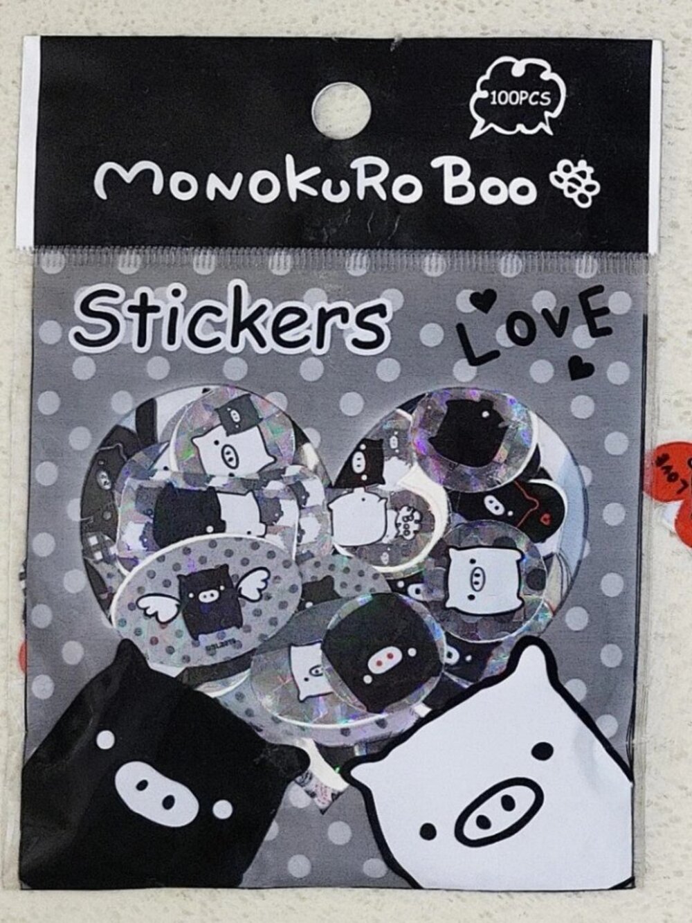 Monokuro Boo pig piggy swine hog piglet holographic sticker set